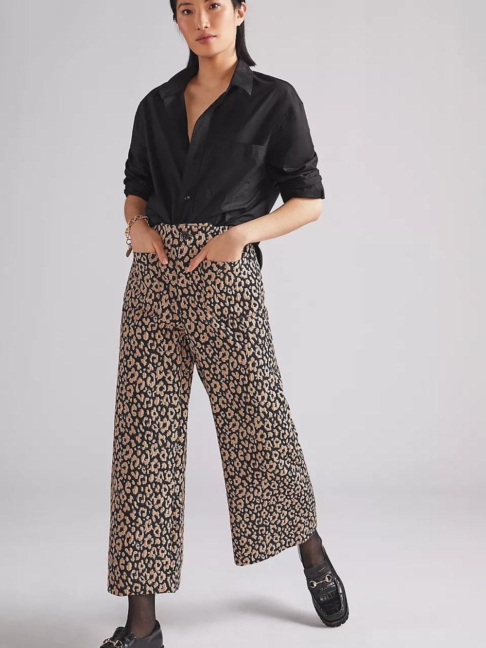 Maeve Brocade Leopard Print Pants